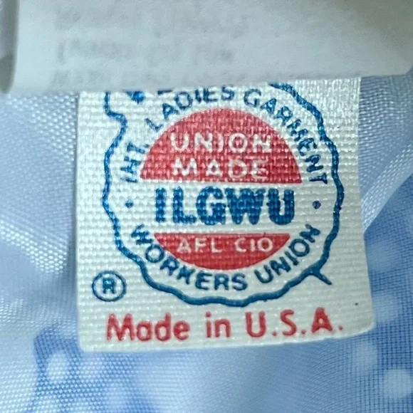 Vintage 80s Russ Union Made Lightweight Floral Blazer - Blue & White, Size 12 - Picture 8 of 15